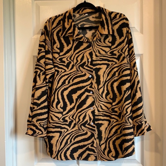 Shein Zebra Stripe Drop Shoulder Blouse - Picture 3 of 7